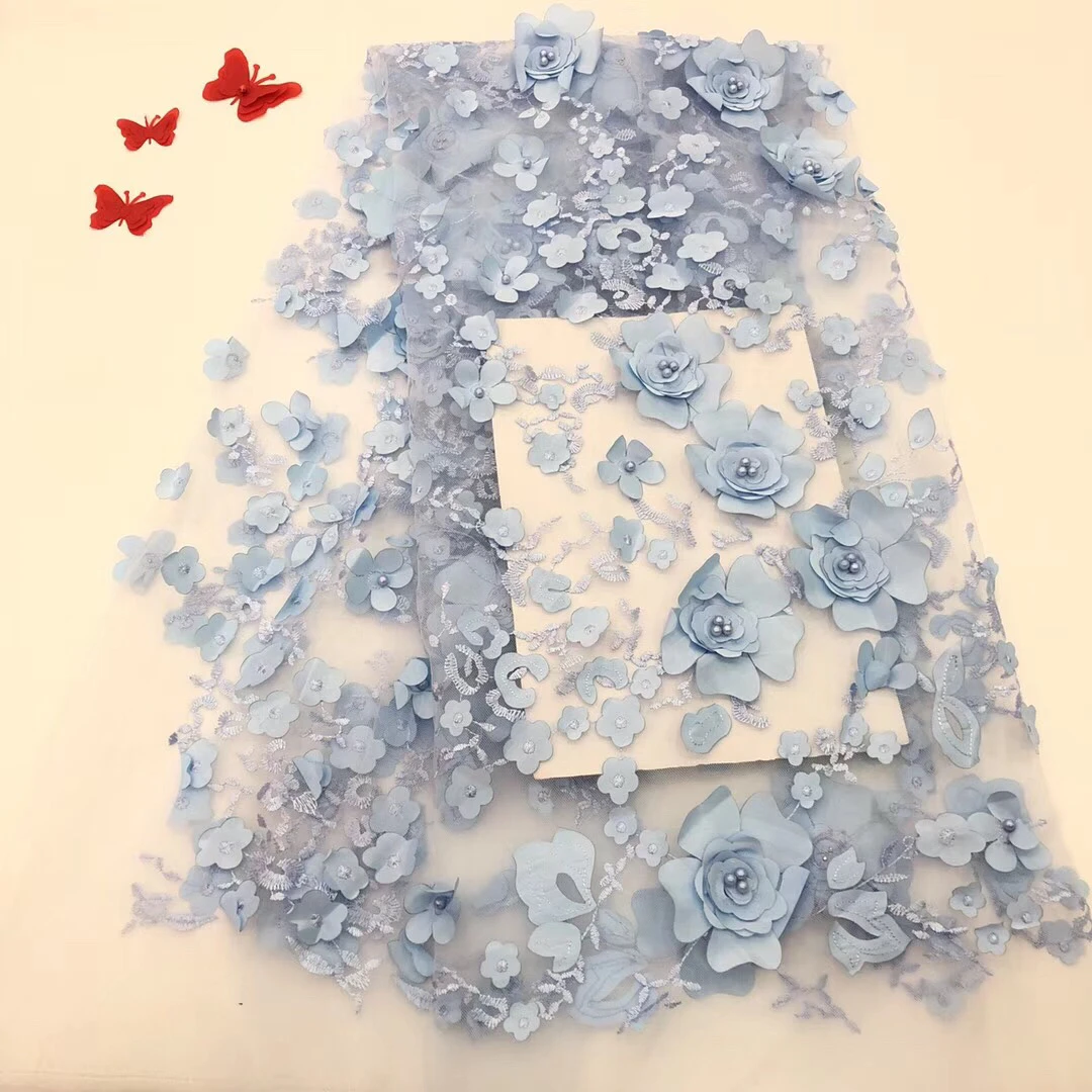

Nigerian High Quality RED African Beaded Lace Fabric 3D Flower French Tulle Lace Fabric 2020 Nigeria for bridal dress RF27121