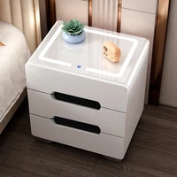 smart bedside cabinet bedroom paint storage cabinet modern minimalist wireless charging white multifunctional bedside cabinet