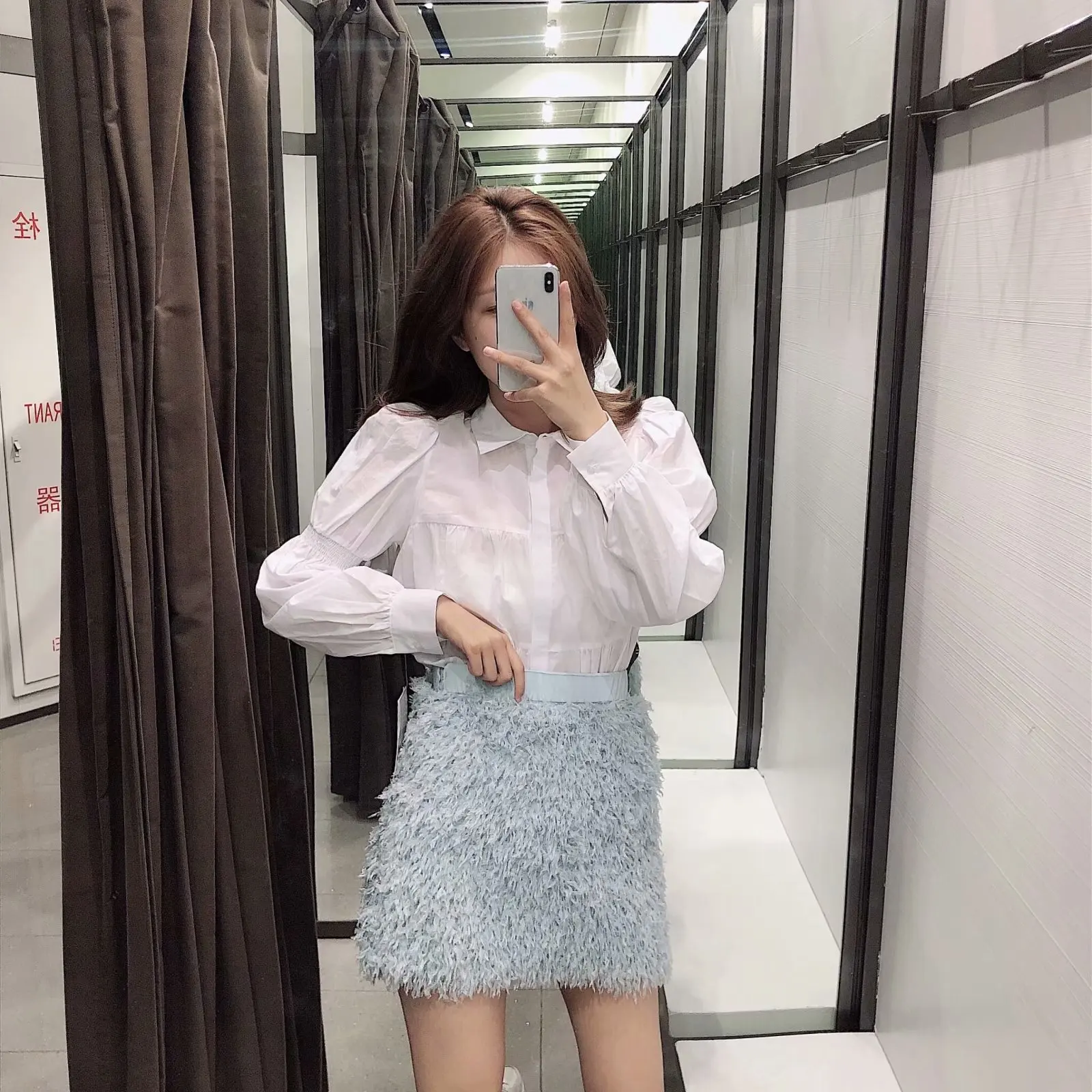 Юбка трикотажная осенне-зимняя синяя | Женская одежда