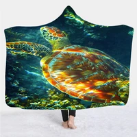 sea turtle 3d all over printed wearable blanket adults for kids various hooded blanket fleece blanket 04