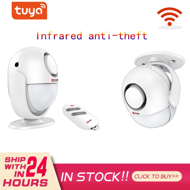 

Tuya 125dB Wireless Door/Window Entry Security Burglar Sensor Alarm PIR Magnetic Smart Home Garage System With Remote Control
