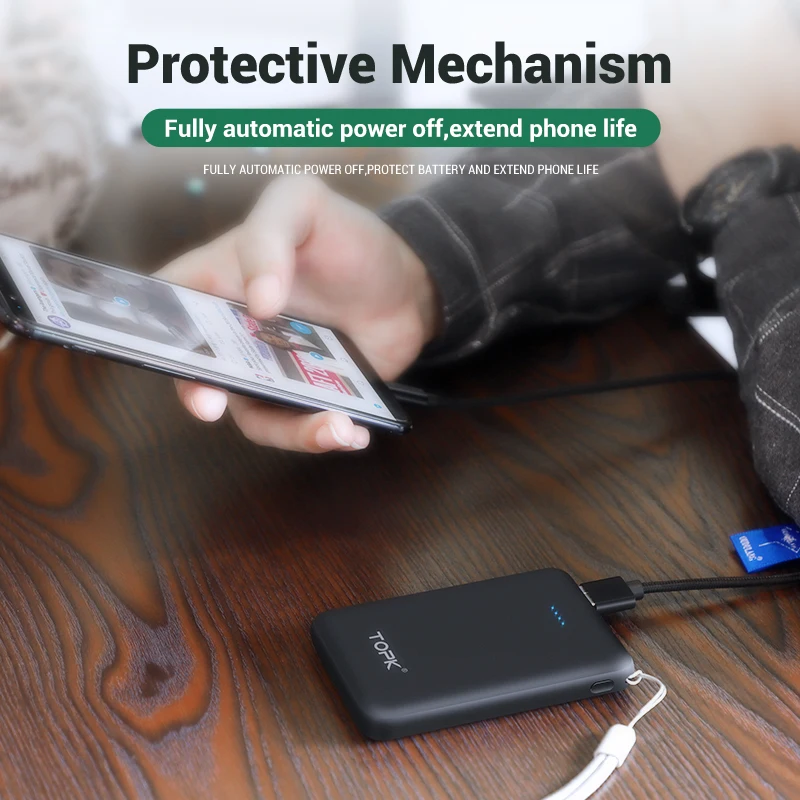 TOPK mi ni power Bank 5000 мАч портативное зарядное устройство bank для iPhone Xiaomi 9 huawei samsung