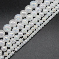 natural stone white ab color cracked quartz crystals rainbow plated beads for bracelet necklace making diy strand 15