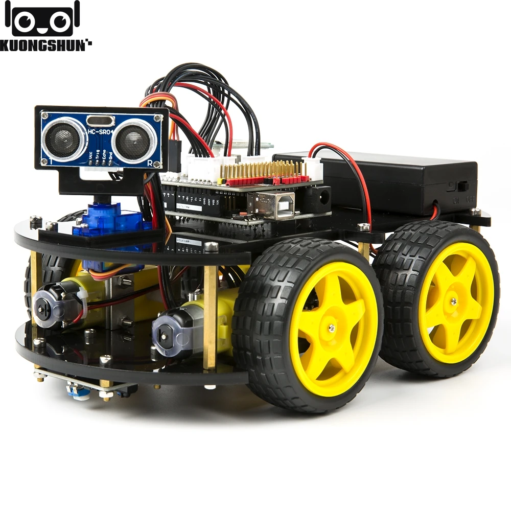 Проект умный робот автомобильный комплект для arduino uno с ультразвуковым датчиком, модуль Bluetooth, и т. Д. Обучающая игрушка автомобиль с CD
