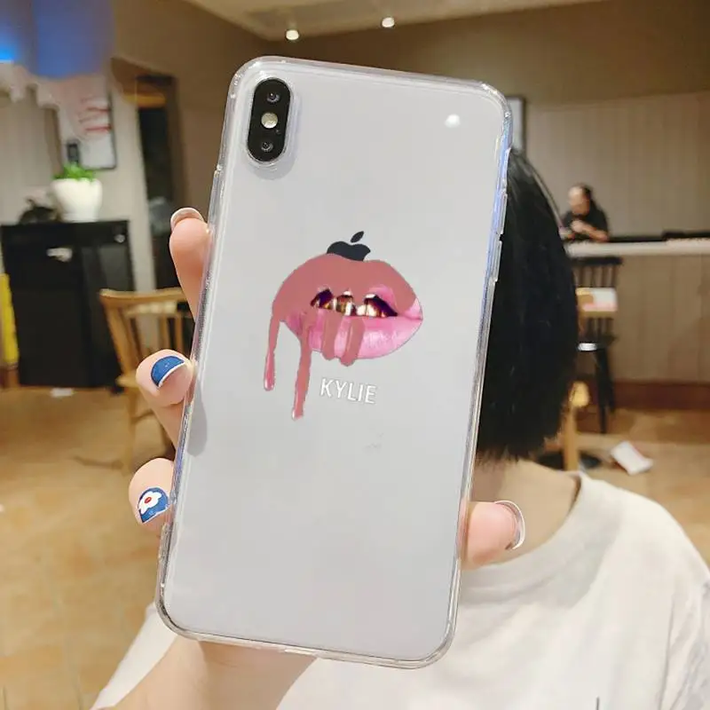 

Sexy Girl Kylie Jenner Lips Kiss Phone Case Transparent soft For iphone 5 5s 5c se 6 6s 7 8 11 12 plus mini x xs xr pro max