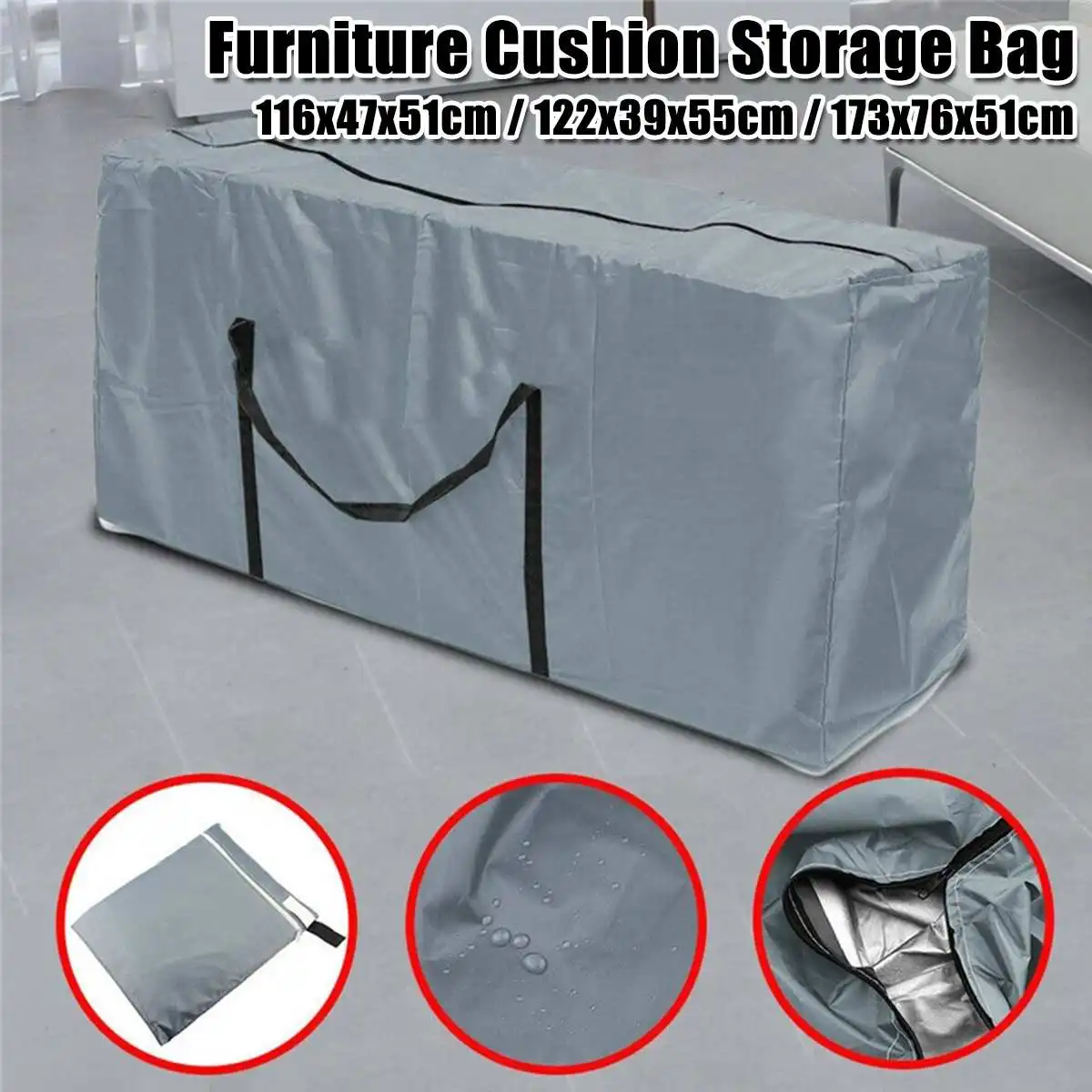 

1pcs Large Capacity Outdoor Garden Furniture Storage Bag Cushions Seat Protective Cover Waterproof Multi-Function Storage Bags