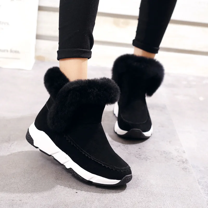 SWYIVY/женская зимняя обувь из флока Обувь на танкетке без застежки Женские