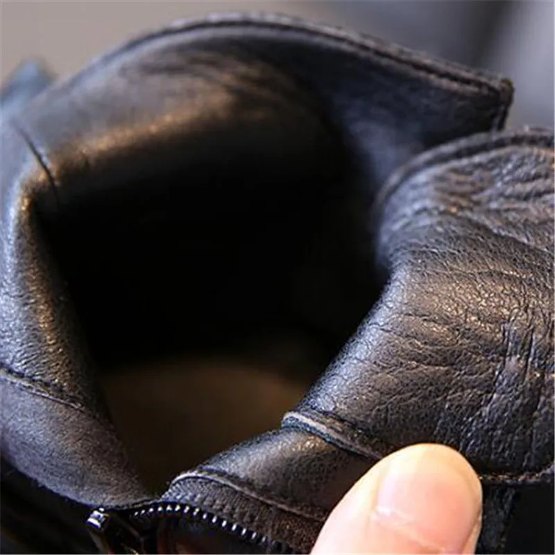 Детские ботинки из натуральной кожи с плюшевой подкладкой на осень/зиму|Сапоги| |