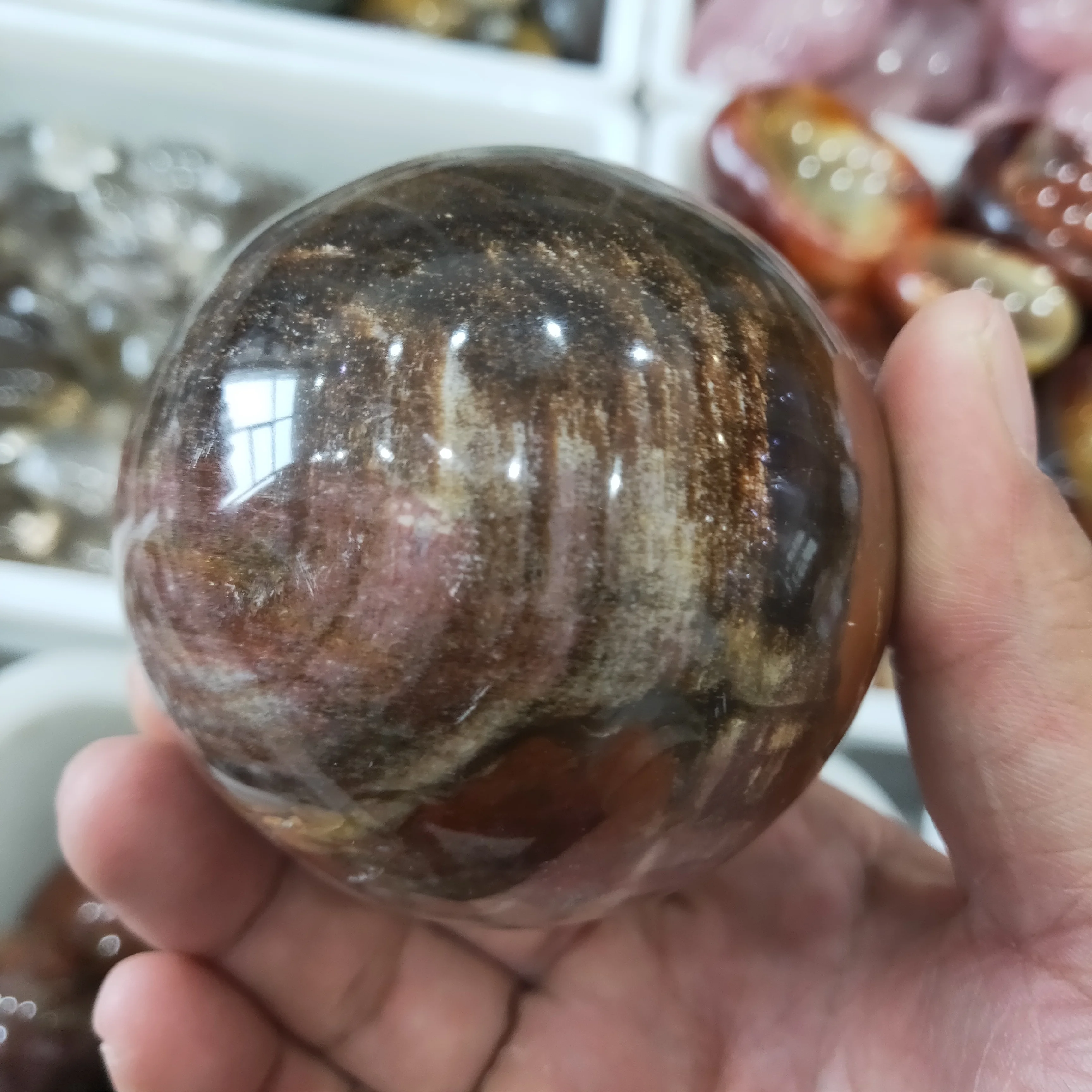 50-60 мм оптовая продажа низкая цена шар из натурального камня ископаемого дерева