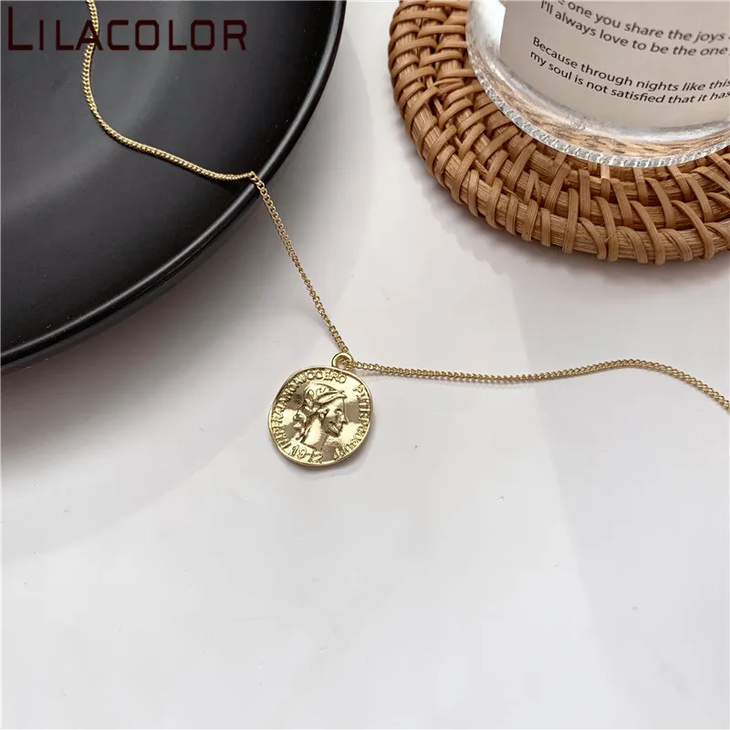 Lilacolor queen монета панк женское ожерелье с кулоном Золотое колье 2019 цепочка для