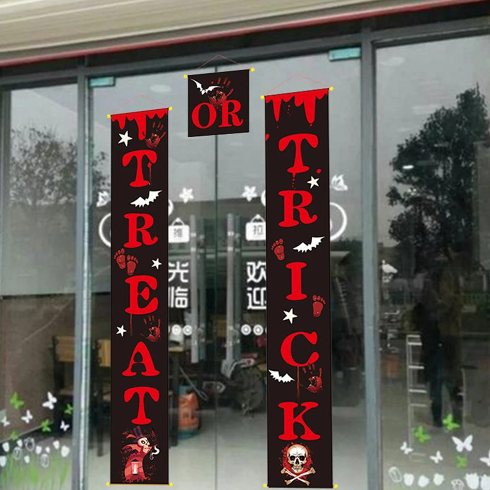 

Halloween Door Window Trick Or Treat Couplet Banner Party Garden Home Decoration