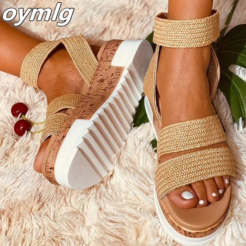 

Women's Sandal Woman Summer Shoes Buckle Strap Platform Pu Open Toe Fashion Ladies Comfort Female Sandals 2020 New