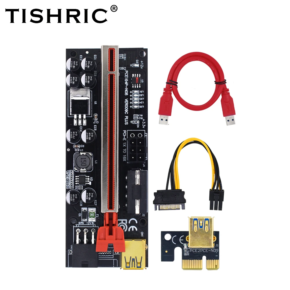 1 10 шт. TISHRIC PCIE Riser 009S Plus видеокарта удлинитель кабеля адаптер PCI Express VER009C X16 карта