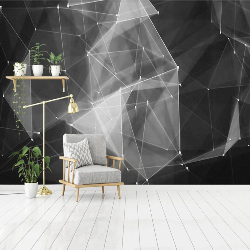 3D-обои Milofi на заказ настенные современные черно-белые абстрактные