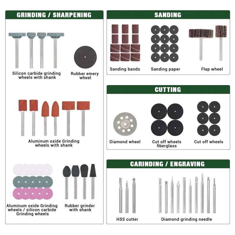 

249Pcs Rotary Tool Accessories Grinding Polishing Drilling Kits for Cutting Grinding Sanding Carving and Polishinarving