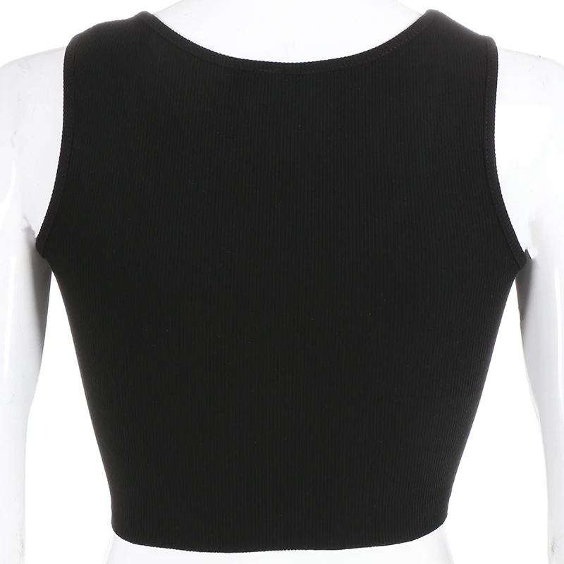 Женский укороченный топ на бретельках с вышитыми буквами уличная одежда вязаный