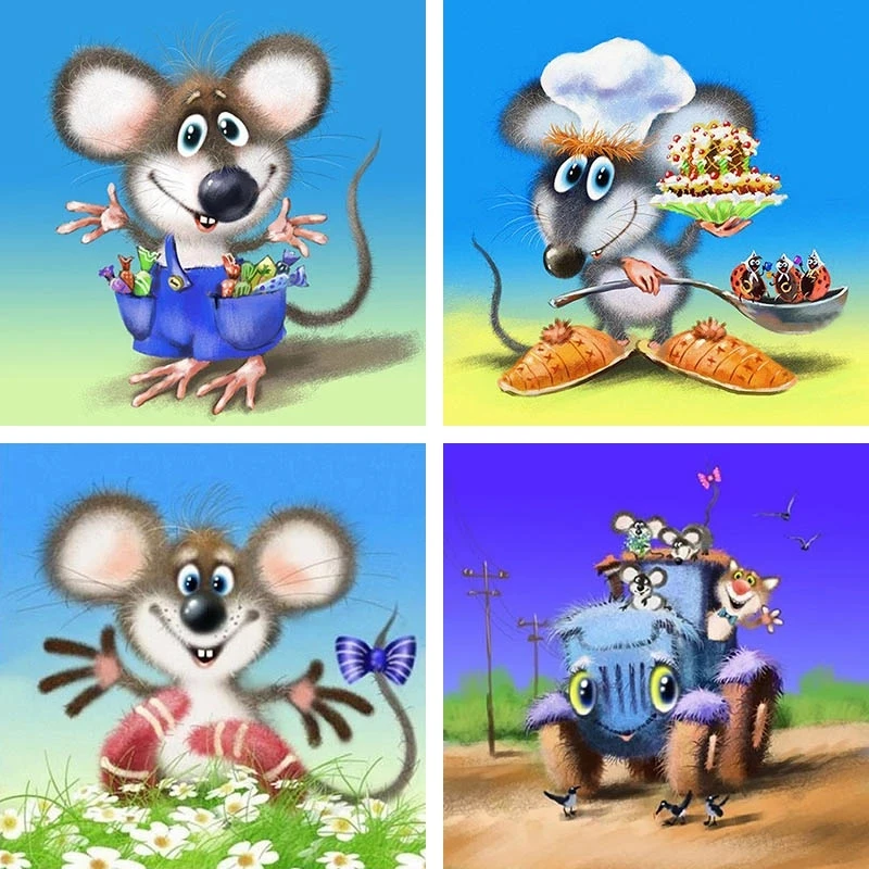 

Embroidery 5D Diamond Cross Cartoon Mouse Cute Stitch Painting Cool Home Decor Full Round Drill Mosaic Picture Handmade Wall Art