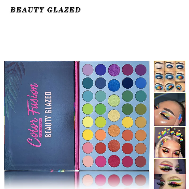 Палетка теней для век Beauty Glazed Шиммер матовые блестящие тени 63 оттенка пигментированные теплых оттенков|pigment