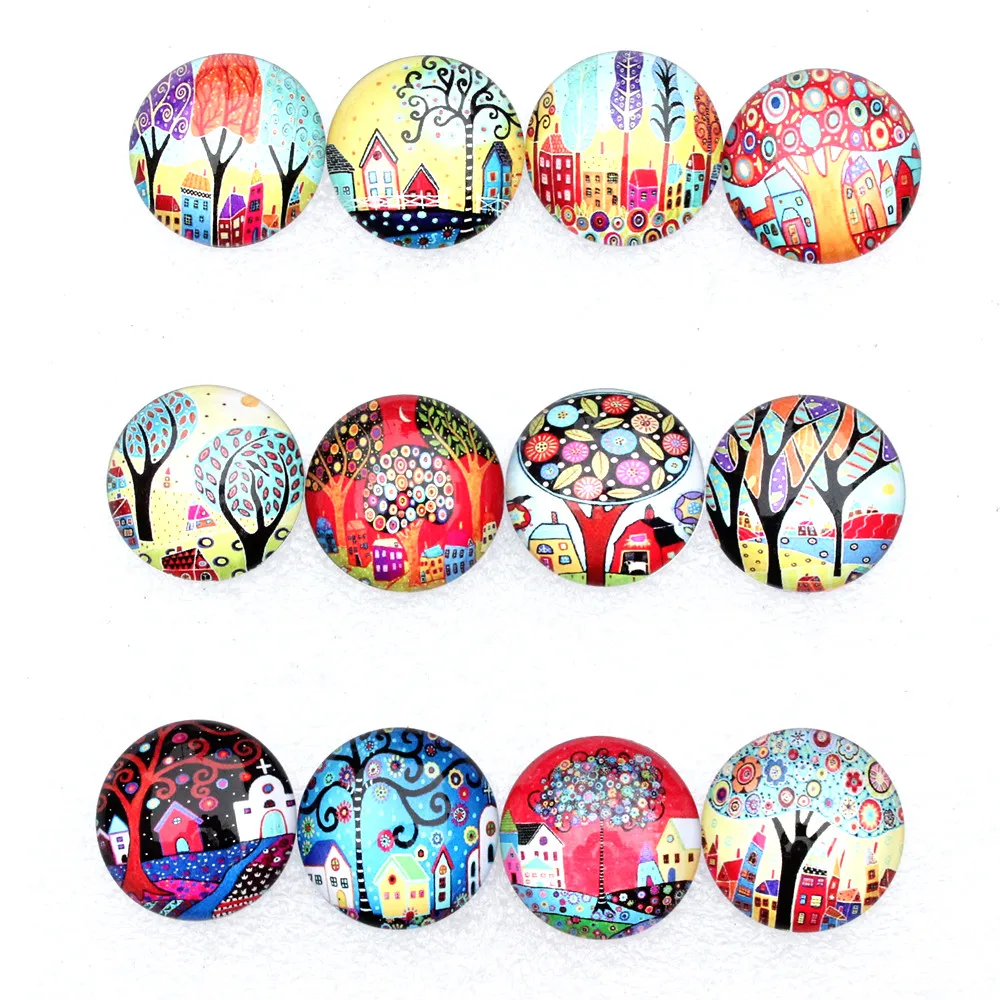 Круглые кабошоны с рисунком деревьев жизни разные варианты размеров от 8 мм до 30