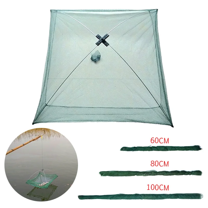 

Fishing Net Foldable Folding Mesh Nylon Fishing Net Baits Trap Cast Dip Crab Shrimp Nets Automatic Trap Outdoor Fishnet Portable