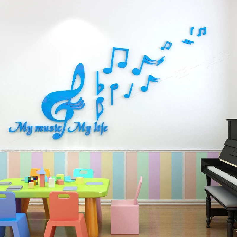Акриловые 3D наклейки на стену Music Note искусство сделай сам для танцевальной