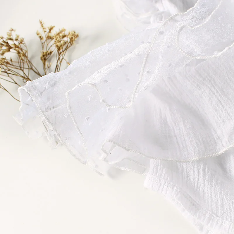 Детский комбинезон для новорожденных летняя хлопковая Милая Кружевная белая