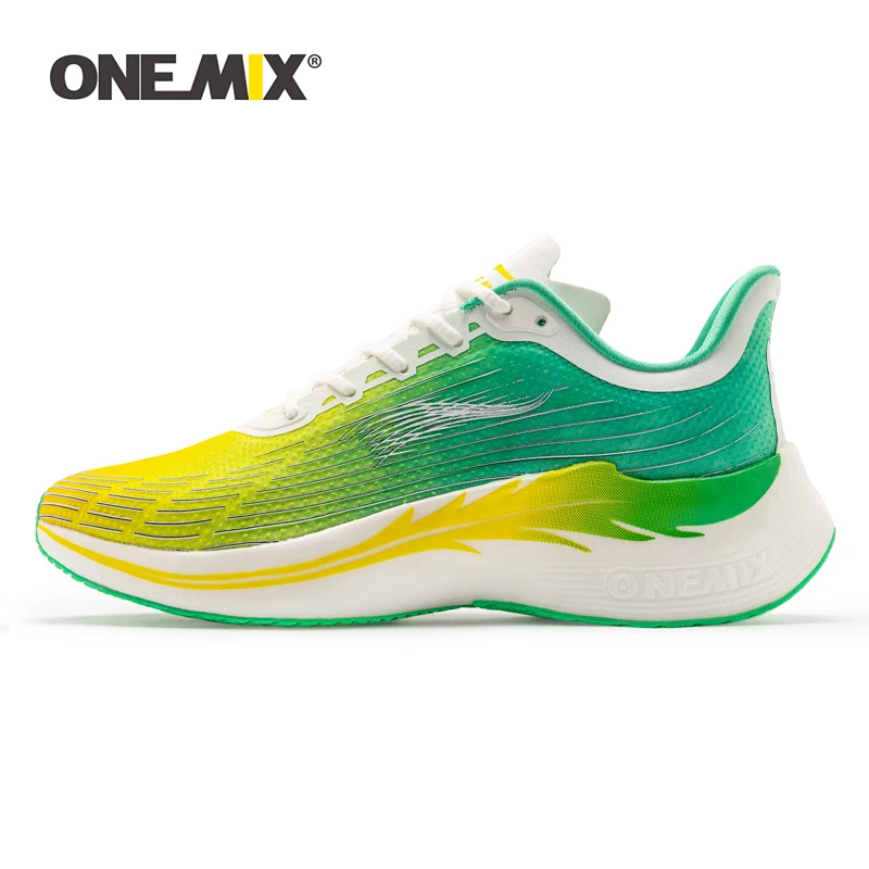 ONEMIX 2023 Men Running Shoes Light Marathon Breathable Sport Women Sneakers Lace Up Mesh Athletic Shoes Soft Carbon Fibre Plate