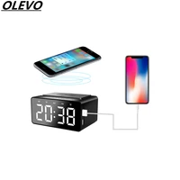 wireless charger bluetooth speaker radio alarm clock for apple iphone 13 12 11 xiaomi huawei samsung 5w fast charging base