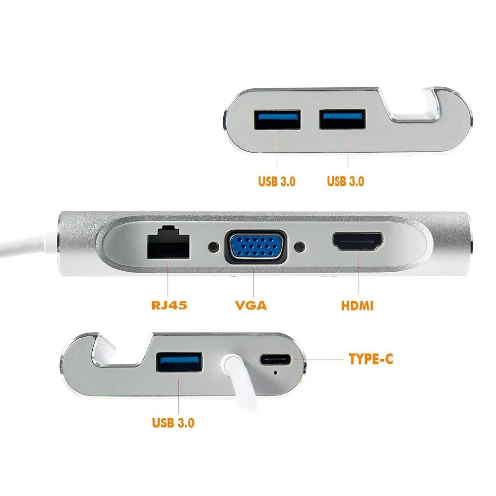 USB-C USB 3 1 Тип C до 4K совместимому с HDMI VGA Rj45 Gigabit Ethernet 0 порт зарядки PD для MacBook Pro/Air/Huawei