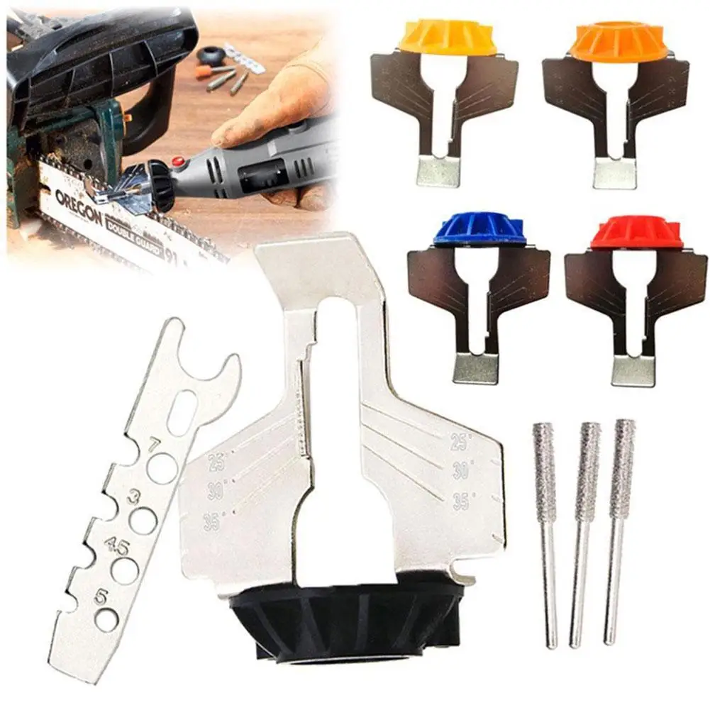 

Chain Saw Sharpening Attachment Sharpener Guide Drill Chainsaw Rotary Attachment Adapter Accessory Head Sharpening Kit Tool J2A3