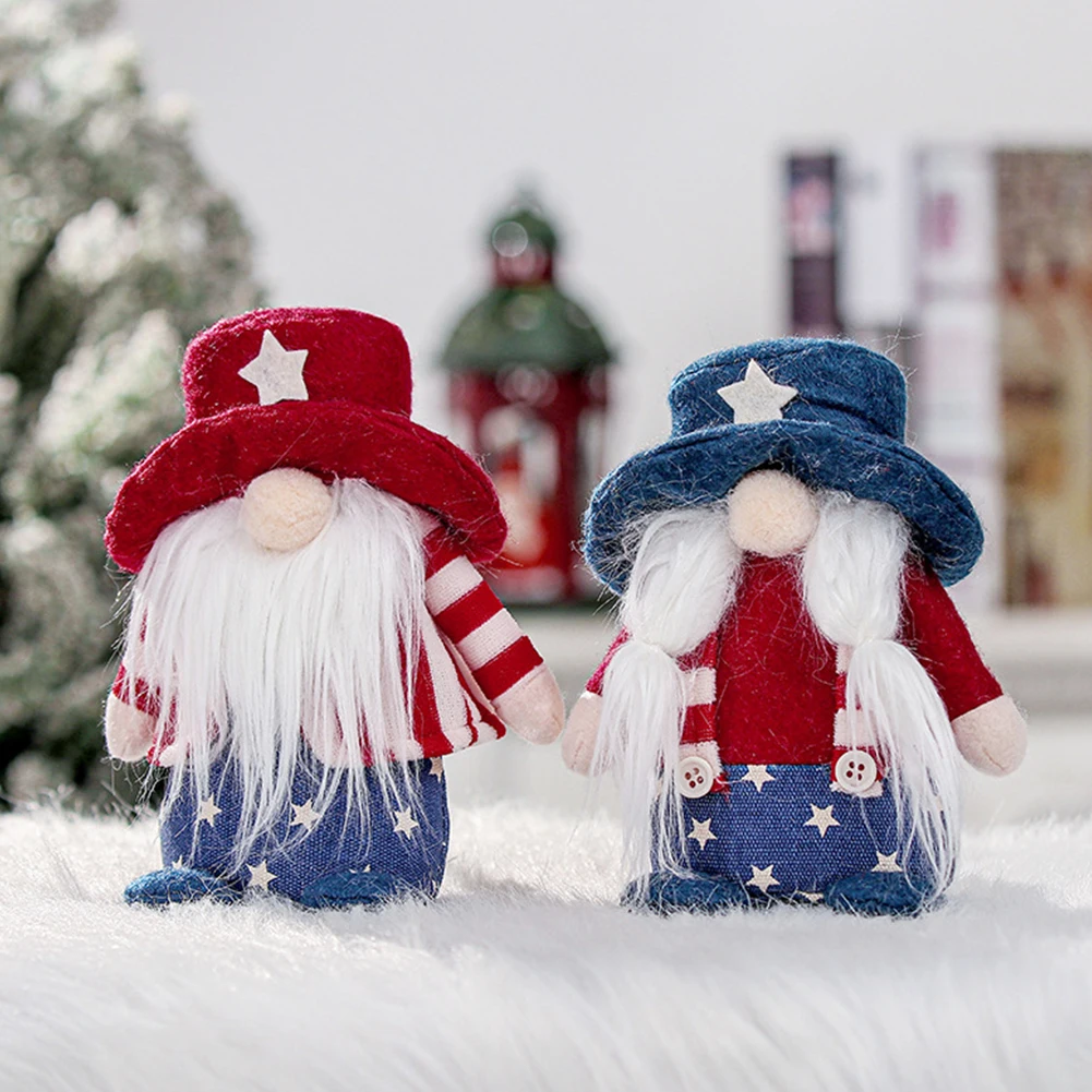 

4th Of July Patriotic Gnomes Doll Decor Gnomes Decor Independence Day Handmade Gnomes Ornaments Decor Accessories Tools