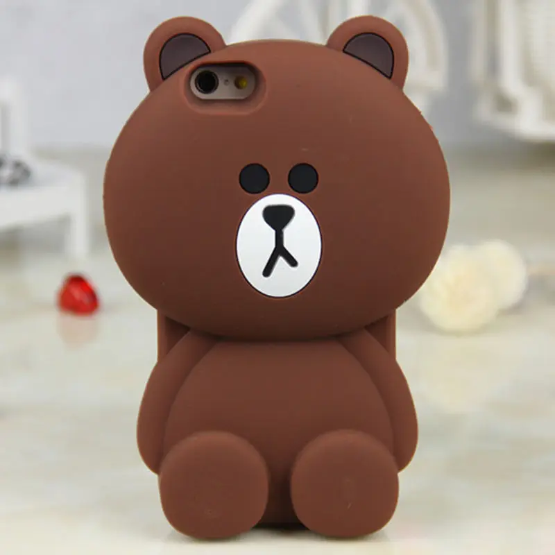 3D чехлы с принтом из мультфильма для iPhone 5 5S 5C 6s 7 8 Plux XS Max Мягкий силиконовый чехол-накладка для iPhone 6 Plus XR чехол для телефона s - Цвет: 3D Brown Bear