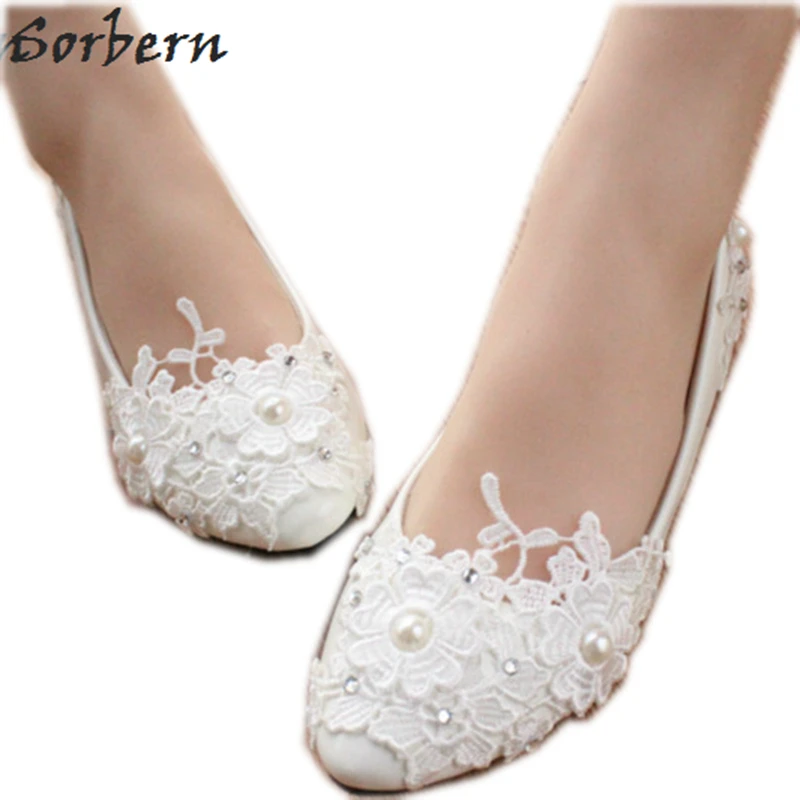 Женские свадебные туфли с острым носком на плоской подошве | Обувь