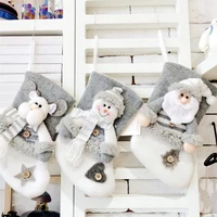 christmas stocking large xmas gift bags fireplace decoration socks new year candy holder decor for home elk snowman santa claus