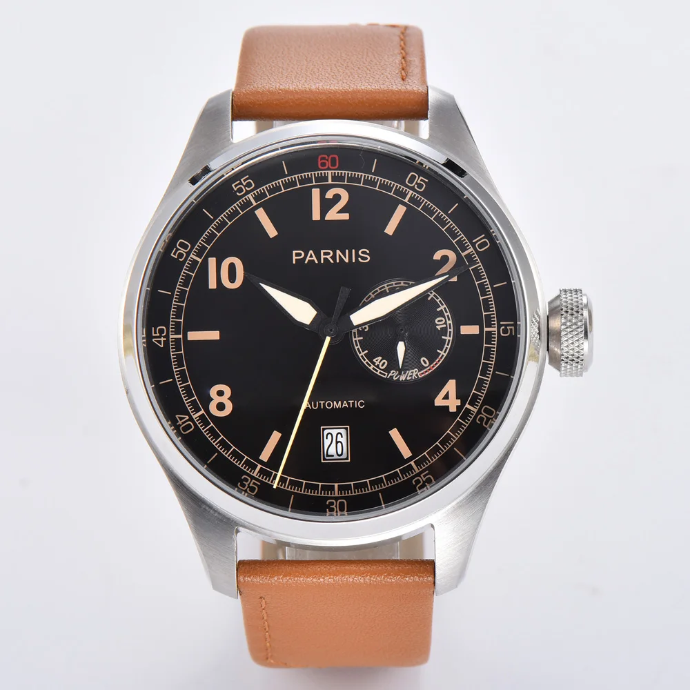 Мужские механические часы Parnis 48 мм Классические светящиеся водонепроницаемые