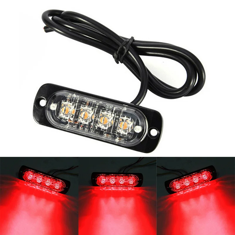 

4LED Off-road Car Trailer Trucks Safety Urgent Working Fog Red Light Lamp DC 12V 12W LED Urgent Light Fast Heat Dissipation