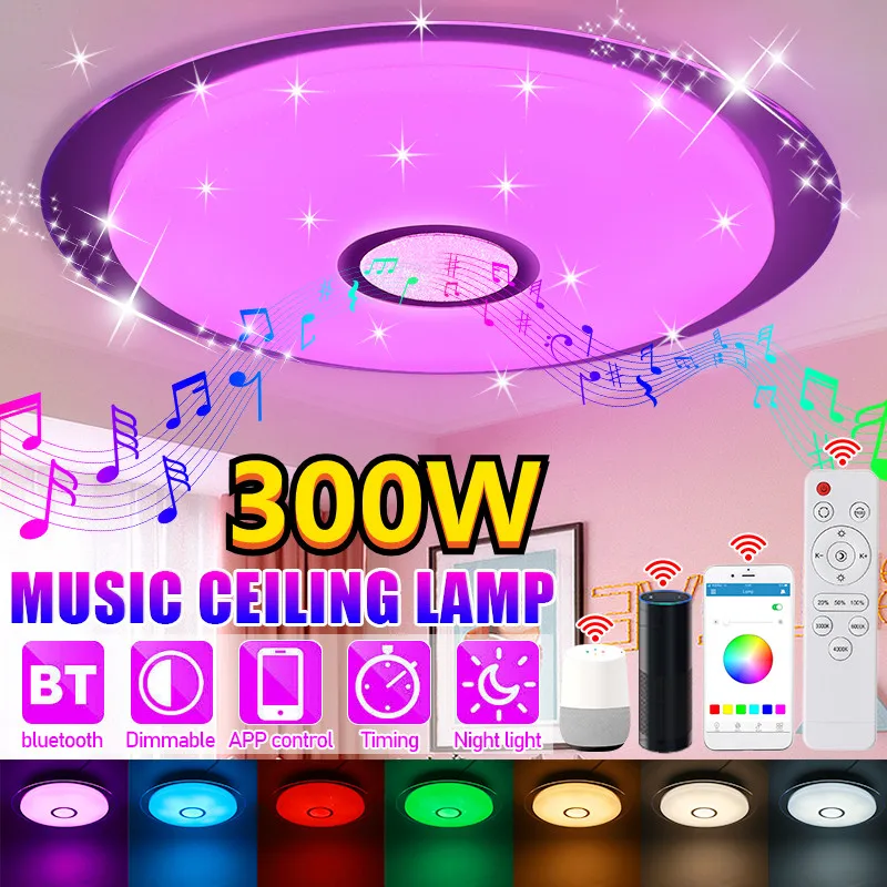

Современный светодиодный RGB потолочный светильник с Wi-Fi, 300 Вт, домашнее освещение, музыкальный светильник с APP и bluetooth, лампа для спальни, умн...