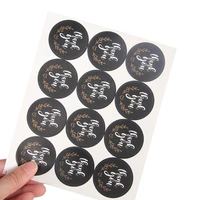 1200pcslot round thank you black kraft paper seal sticker packaging label diy multifunction gift sticker label stationery