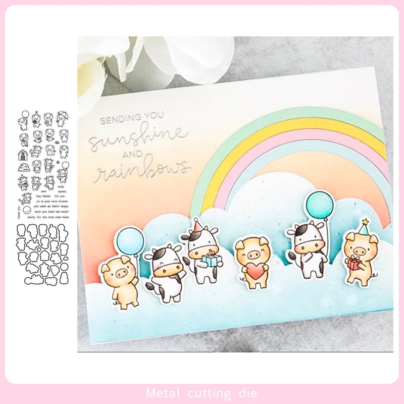 Штамп для маленьких коров Farmyard и штампы резки металла сделай сам Скрапбукинг