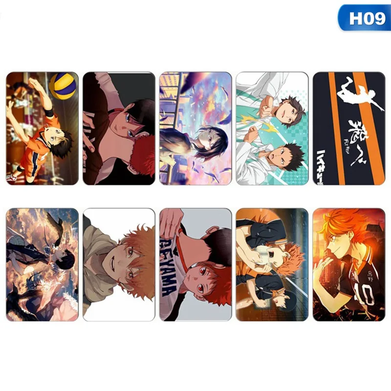 

10 Pcs/set Anime Haikyuu!! Picture Card Stickers IC Card Bus Card Paster Kids Toy Smooth Card Sticker Student Kids Gift