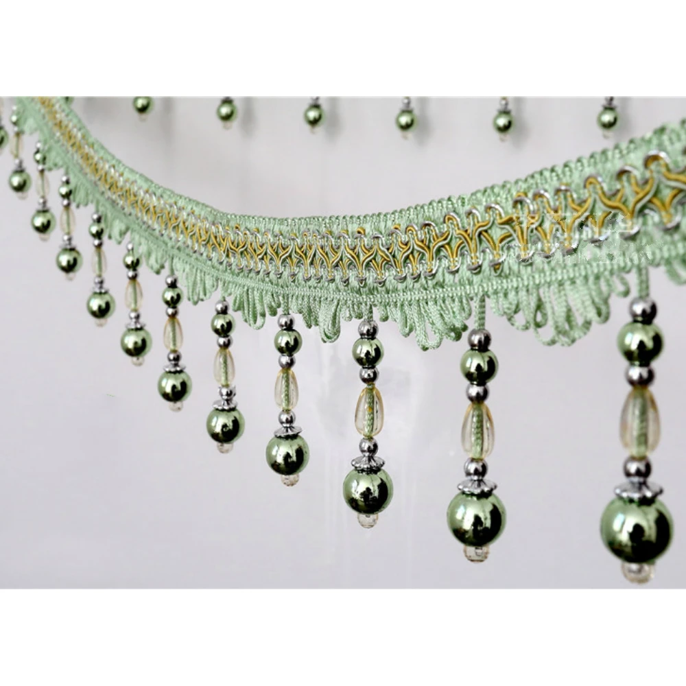 Яркая Серебряная отделка бисером для шторы ткань с кисточками и бахромой на