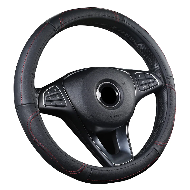 

Cow True Leather Car Truck Steering Wheel Cover For 37 - 38 CM 14.5"-15" Brain on Steering-Wheel Four seasons Wrap Protector