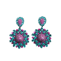 bohemian earrings for women european and american fashion flower dangle earings cubic zirconia wedding jewellery