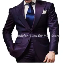 2Pcs Slim Fit Dark Purple Coat Custom Made Casual Blazer Trousers Men's Suits Sets Groomsmen Wedding Party Wear Man Jacket+Pants (4)