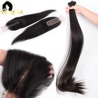 Пряди прямых волос Swag Perviuan с застежкой 2x6, человеческие волосы с застежкой двойной вытяжки, 4 пряди с застежкой