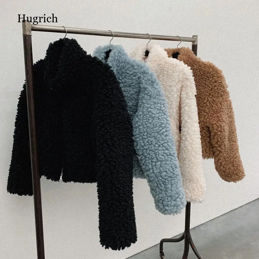 

New Winter Fake Fur Coat Women Clothes Fashion Solid Color Thick Warm Plush Cardigan Jacket Plus Size Loose Lamb Wool Coat