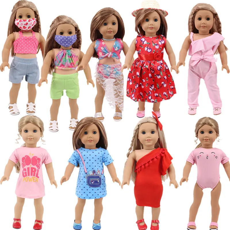 

New T-Shirt Strap Dress Casual Fit 18 Inch American And 43cm Reborn Baby Doll Clothes Accessories,Our Generation, Gift For Girl