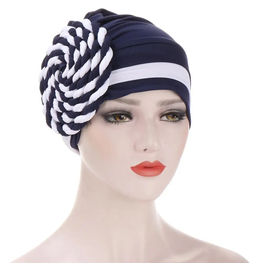 

2021 Two-color Trendy India Turban Bonnet Arab Wrap Head Scarf Ready To Wear Hijab Hat Muslim Headdress Woman Inner Hijab Caps