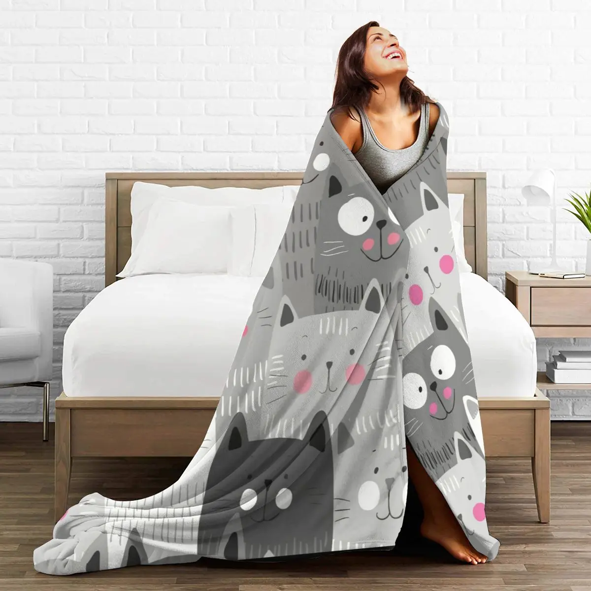 

3D Cartoon Sherpa Blanket Warm Super Soft Flannel Office Nap Bedspread Sofa Bedding Plush Quilt Plaids 296055184