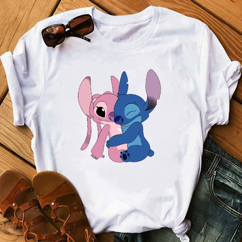 Графическая женская футболка с рисунком любви Lilo простроченные футболки женская футболка с коротким рукавом повседневные топы Camisas Mujer футболка